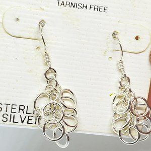 Cellini Sterling Silver Hoops Dangle Movement Vintage Pierced Earrings